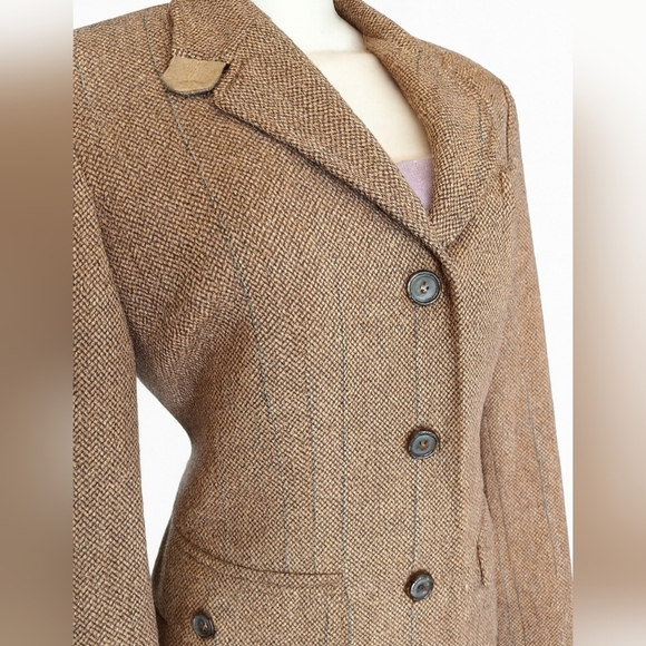 Evan-Picone 100% Lambswool Tweed Blazer w/ Suede Elbow Patches – Size 6 - Picture 6 of 6